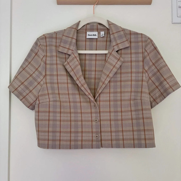 Aritzia Tops - Aritzia Sunday Best Tuesday Shirt Cropped Polo Top Size M Academia Preppy